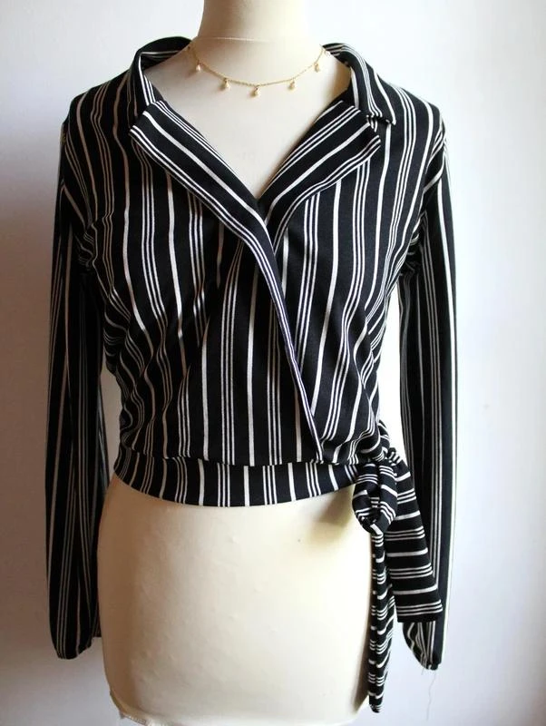 Black and white striped wrap blouse Jennyfer – photo 5